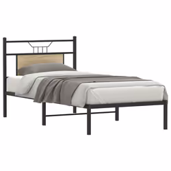 vidaXL Bed Frame without Mattress Smoked Oak 90x190 cm Single Engineered Wood - sonoma oak, 90 x 190 cm