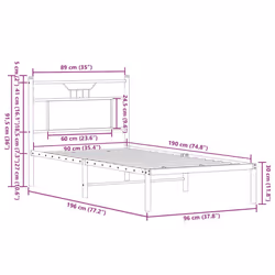 vidaXL Bed Frame without Mattress Smoked Oak 90x190 cm Single Engineered Wood - sonoma oak, 90 x 190 cm