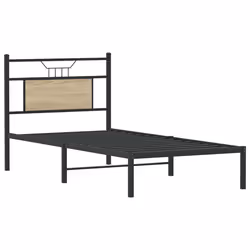 vidaXL Bed Frame without Mattress Smoked Oak 90x190 cm Single Engineered Wood - sonoma oak, 90 x 190 cm - Additional view 4