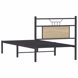 vidaXL Bed Frame without Mattress Smoked Oak 90x190 cm Single Engineered Wood - sonoma oak, 90 x 190 cm - Additional view 7