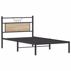 vidaXL Bed Frame without Mattress Smoked Oak 90x190 cm Single Engineered Wood - sonoma oak, 107 x 203 cm - Additional view 4