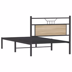 vidaXL Bed Frame without Mattress Smoked Oak 90x190 cm Single Engineered Wood - sonoma oak, 107 x 203 cm - Additional view 7