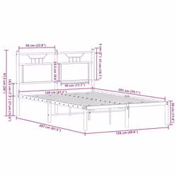 vidaXL Bed Frame without Mattress Smoked Oak 90x190 cm Single Engineered Wood - sonoma oak, 120 x 200 cm - Additional view 10