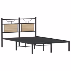 vidaXL Bed Frame without Mattress Smoked Oak 90x190 cm Single Engineered Wood - sonoma oak, 120 x 200 cm - Additional view 4