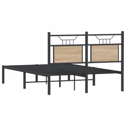 vidaXL Bed Frame without Mattress Smoked Oak 90x190 cm Single Engineered Wood - sonoma oak, 120 x 200 cm - Additional view 7