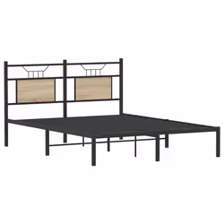 vidaXL Bed Frame without Mattress Smoked Oak 90x190 cm Single Engineered Wood - sonoma oak, 140 x 190 cm - Additional view 4