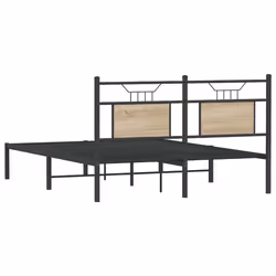vidaXL Bed Frame without Mattress Smoked Oak 90x190 cm Single Engineered Wood - sonoma oak, 140 x 190 cm - Additional view 7
