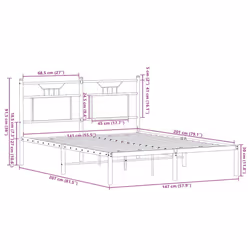 vidaXL Metal Bed Frame without Mattress double bed - sonoma oak, 140 x 200 cm - Additional view 10