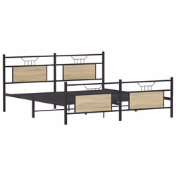 vidaXL Metal Bed Frame without Mattress double bed - sonoma oak, 140 x 200 cm - Additional view 4