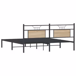vidaXL Bed Frame without Mattress Smoked Oak 90x190 cm Single Engineered Wood - sonoma oak, 160 x 200 cm - Additional view 7