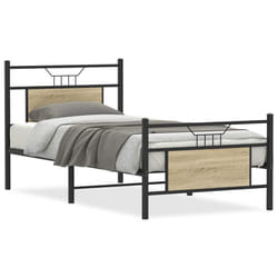 vidaXL Bed Frame without Mattress Smoked Oak 90x190 cm Single Engineered Wood - sonoma oak, 90 x 190 cm
