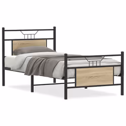 vidaXL Metal Bed Frame without Mattress double bed - sonoma oak, 90 x 200 cm