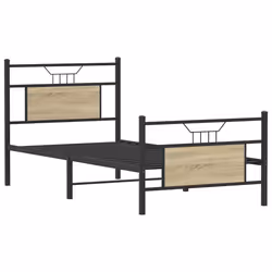 vidaXL Metal Bed Frame without Mattress double bed - sonoma oak, 90 x 200 cm