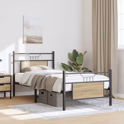 vidaXL Metal Bed Frame without Mattress double bed - sonoma oak, 90 x 200 cm - Additional view 4