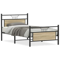 vidaXL Bed Frame without Mattress Smoked Oak 90x190 cm Single Engineered Wood - sonoma oak, 100 x 190 cm