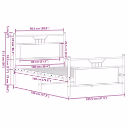 vidaXL Bed Frame without Mattress Smoked Oak 90x190 cm Single Engineered Wood - sonoma oak, 100 x 190 cm - Additional view 10