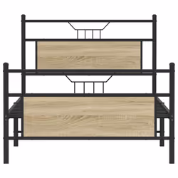 vidaXL Bed Frame without Mattress Smoked Oak 90x190 cm Single Engineered Wood - sonoma oak, 100 x 190 cm - Additional view 5