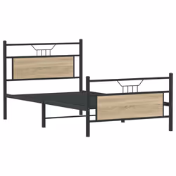 vidaXL Bed Frame without Mattress Smoked Oak 90x190 cm Single Engineered Wood - sonoma oak, 100 x 200 cm