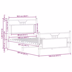 vidaXL Bed Frame without Mattress Smoked Oak 90x190 cm Single Engineered Wood - sonoma oak, 100 x 200 cm