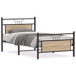 vidaXL Metal Bed Frame without Mattress double bed - sonoma oak, 107 x 203 cm