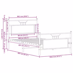 vidaXL Metal Bed Frame without Mattress double bed - sonoma oak, 107 x 203 cm - Additional view 10