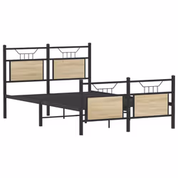vidaXL Bed Frame without Mattress Smoked Oak 90x190 cm Single Engineered Wood - sonoma oak, 120 x 200 cm - Additional view 2