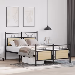 vidaXL Bed Frame without Mattress Smoked Oak 90x190 cm Single Engineered Wood - sonoma oak, 120 x 200 cm - Additional view 4