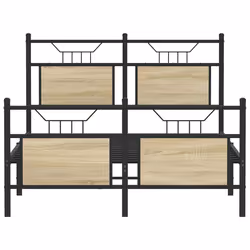 vidaXL Bed Frame without Mattress Smoked Oak 90x190 cm Single Engineered Wood - sonoma oak, 137 x 190 cm - Additional view 5
