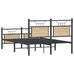 vidaXL Bed Frame without Mattress Smoked Oak 90x190 cm Single Engineered Wood - sonoma oak, 137 x 190 cm - Additional view 7