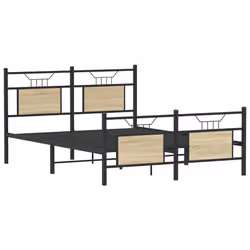 vidaXL Bed Frame without Mattress Smoked Oak 90x190 cm Single Engineered Wood - sonoma oak, 140 x 190 cm - Additional view 2