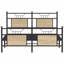 vidaXL Bed Frame without Mattress Smoked Oak 90x190 cm Single Engineered Wood - sonoma oak, 140 x 190 cm - Additional view 5