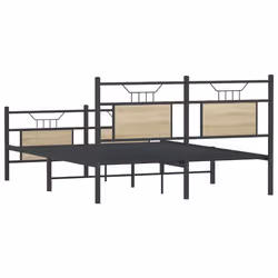 vidaXL Bed Frame without Mattress Smoked Oak 90x190 cm Single Engineered Wood - sonoma oak, 140 x 190 cm - Additional view 7