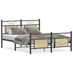 vidaXL Bed Frame without Mattress Smoked Oak 90x190 cm Single Engineered Wood - sonoma oak, 140 x 200 cm