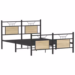 vidaXL Bed Frame without Mattress Smoked Oak 90x190 cm Single Engineered Wood - sonoma oak, 140 x 200 cm