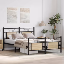 vidaXL Bed Frame without Mattress Smoked Oak 90x190 cm Single Engineered Wood - sonoma oak, 140 x 200 cm - Additional view 4
