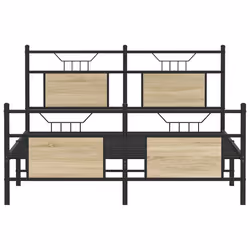 vidaXL Bed Frame without Mattress Smoked Oak 90x190 cm Single Engineered Wood - sonoma oak, 140 x 200 cm - Additional view 5