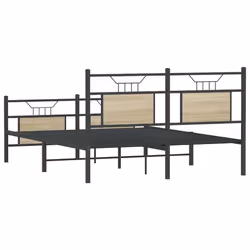vidaXL Bed Frame without Mattress Smoked Oak 90x190 cm Single Engineered Wood - sonoma oak, 140 x 200 cm - Additional view 7