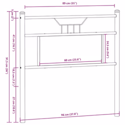 vidaXL Headboard Sonoma Oak 90 cm Engineered Wood and Steel bed headboard - Additional view 3