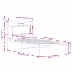 vidaXL Bed Frame without Mattress Smoked Oak 90x190 cm Single Engineered Wood - brown oak, 80 x 200 cm