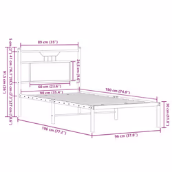 vidaXL Bed Frame without Mattress Smoked Oak 90x190 cm Single Engineered Wood - brown oak, 90 x 190 cm - Additional view 10