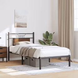 vidaXL Bed Frame without Mattress Smoked Oak 90x190 cm Single Engineered Wood - brown oak, 90 x 190 cm - Additional view 4