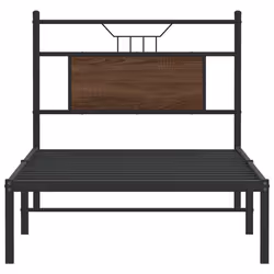 vidaXL Bed Frame without Mattress Smoked Oak 90x190 cm Single Engineered Wood - brown oak, 90 x 190 cm - Additional view 5
