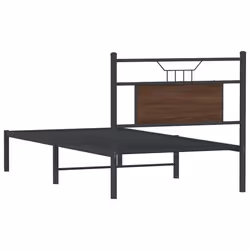 vidaXL Bed Frame without Mattress Smoked Oak 90x190 cm Single Engineered Wood - brown oak, 90 x 190 cm - Additional view 7