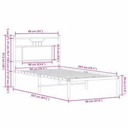 vidaXL Metal Bed Frame without Mattress double bed - brown oak, 90 x 200 cm