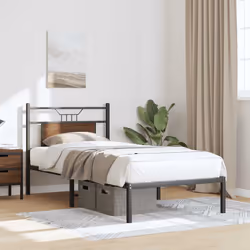 vidaXL Metal Bed Frame without Mattress double bed - brown oak, 90 x 200 cm - Additional view 4