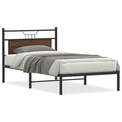 vidaXL Metal Bed Frame without Mattress double bed - brown oak, 100 x 200 cm