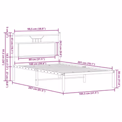 vidaXL Metal Bed Frame without Mattress double bed - brown oak, 100 x 200 cm