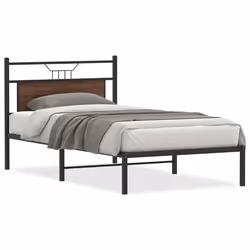 vidaXL Bed Frame without Mattress Smoked Oak 90x190 cm Single Engineered Wood - brown oak, 107 x 203 cm