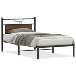 vidaXL Bed Frame without Mattress Smoked Oak 90x190 cm Single Engineered Wood - brown oak, 107 x 203 cm