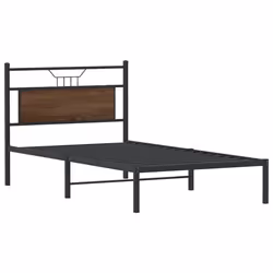 vidaXL Bed Frame without Mattress Smoked Oak 90x190 cm Single Engineered Wood - brown oak, 107 x 203 cm